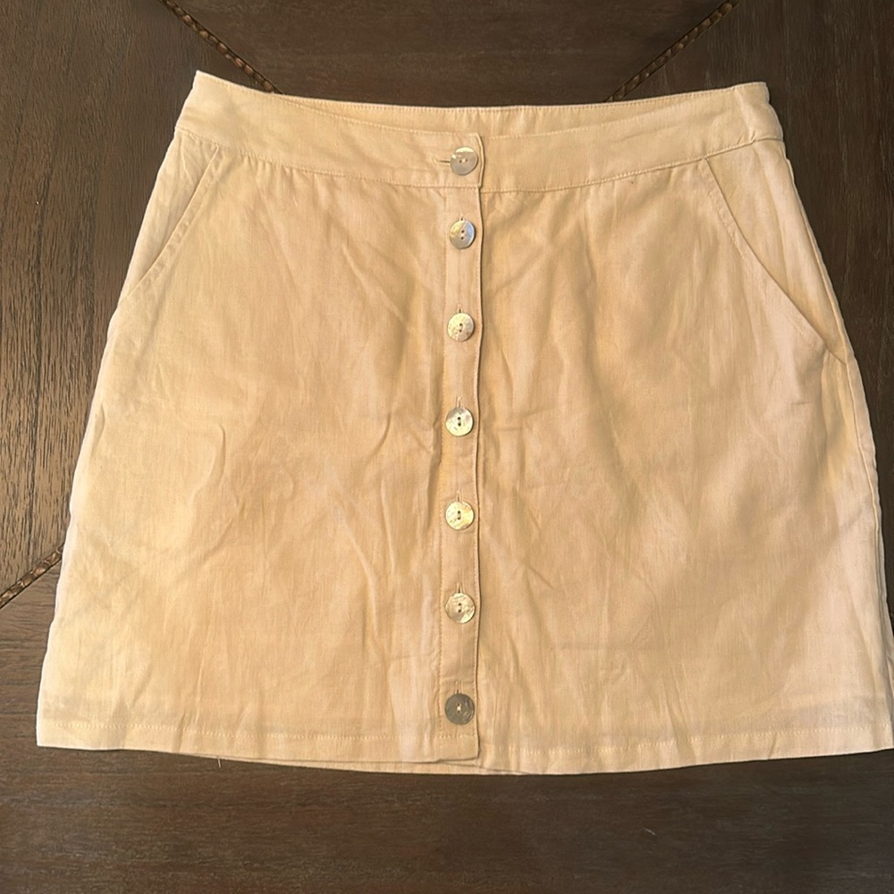 Lined linen a-line skirt